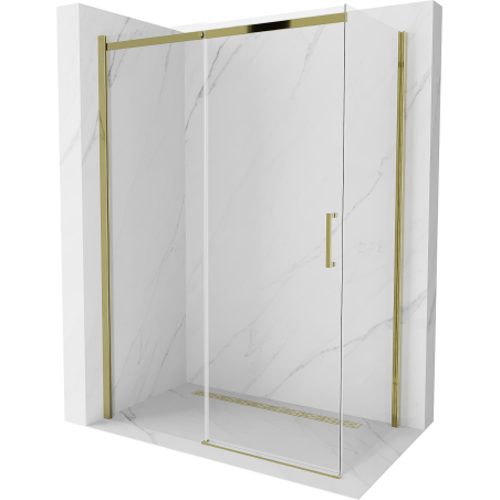 Mexen Omega schuifdouchecabine 130 x 70 cm, transparant, goud - 825-130-070-50-00