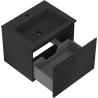 Mexen Rivel Badezimmerunterschrank 60 cm mit Waschbecken Otis, 1 Schublade, geriffelt, schwarz matt - 91A20-06047-1-BF71-W18M71