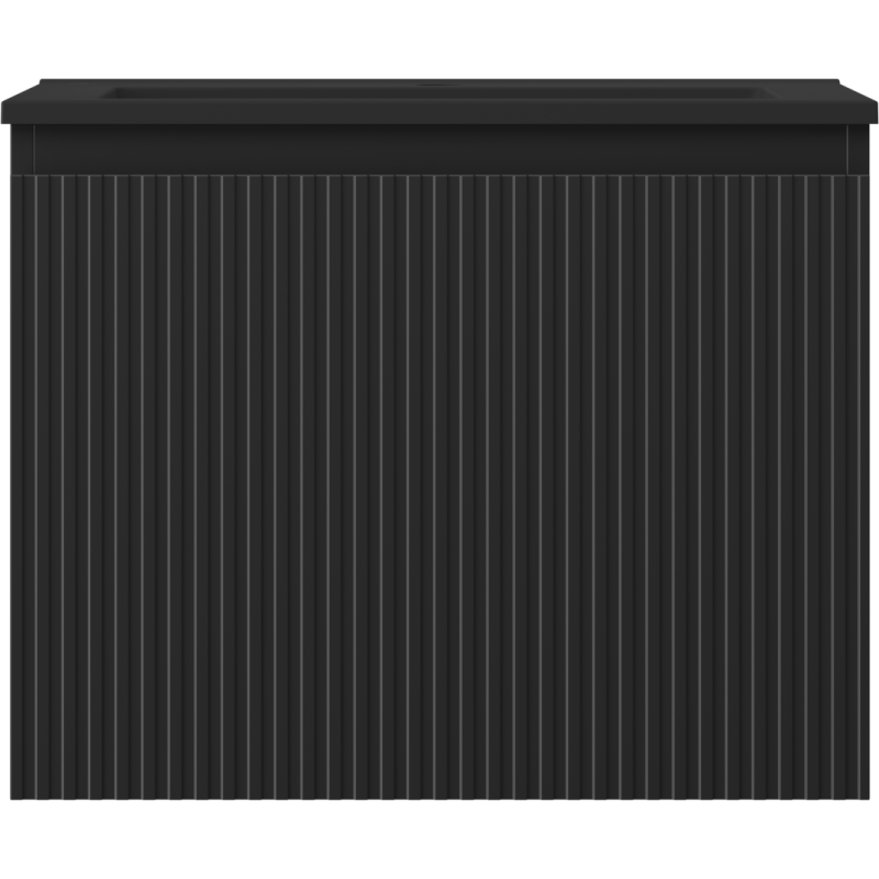 Mexen Rivel badkamerkastje 60 cm met wastafel Otis, 1 lade, gegroefd, zwart mat - 91A20-06047-1-BF71-W18M71