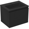 Mexen Rivel meuble de salle de bain 60 cm avec lavabo Otis, 1 tiroir, rainuré, noir mat - 91A20-06047-1-BF71-W18M71