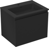 Mexen Rivel meuble de salle de bain 60 cm avec lavabo Otis, 1 tiroir, rainuré, noir mat - 91A20-06047-1-BF71-W18M71