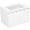 Mexen Rivel Badezimmerschrank 70 cm mit Waschbecken Otis, 1 Schublade, geriffelt, weiß matt - 91A20-07047-1-BF01-W18M01