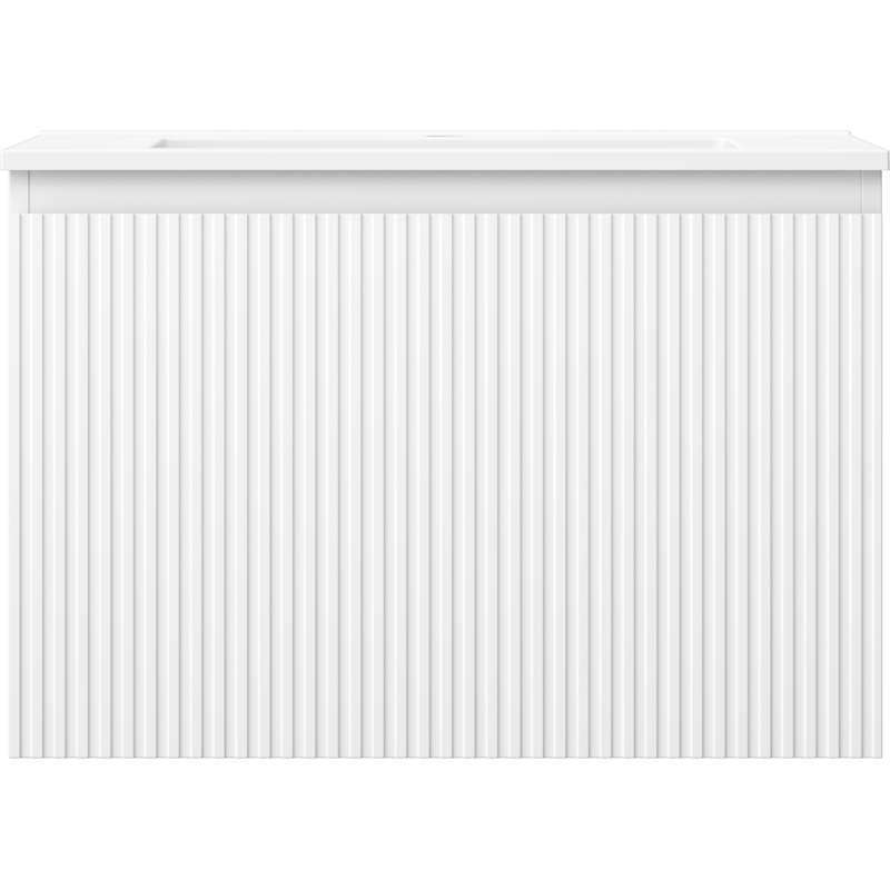 Mexen Rivel meuble de salle de bain 70 cm avec lavabo Otis, 1 tiroir, rainuré, blanc mat - 91A20-07047-1-BF01-W18M01