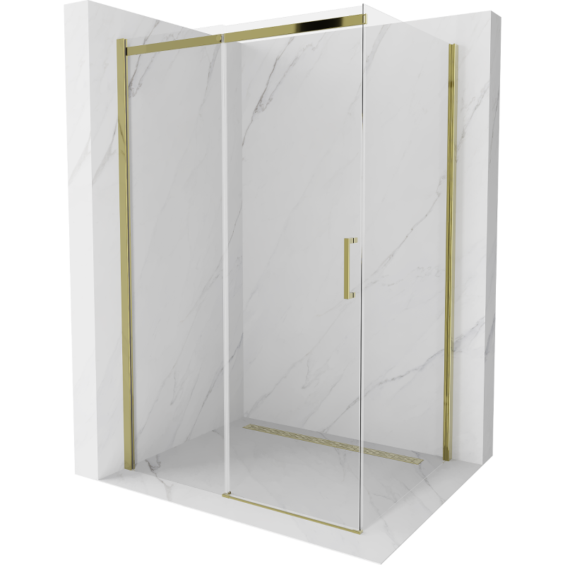 Mexen Omega schuifbare douchecabine 130 x 100 cm, transparant, goud - 825-130-100-50-00