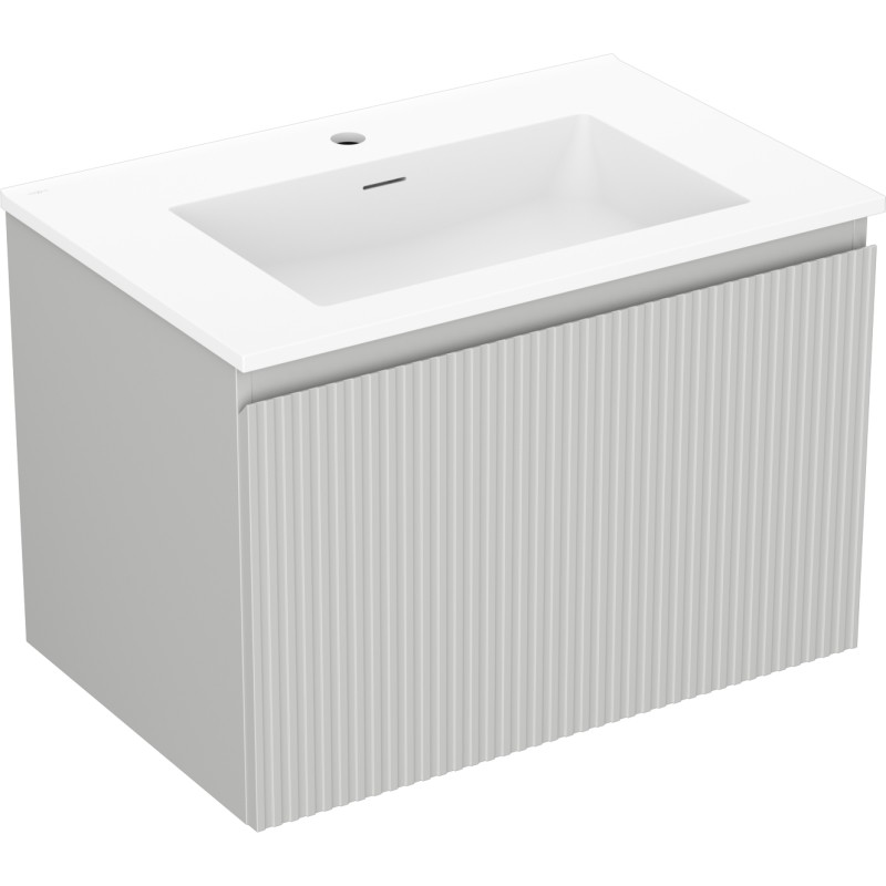Mexen Rivel armadietto da bagno 70 cm con lavabo Otis, 1 cassetto, scanalato, grigio opaco/bianco opaco