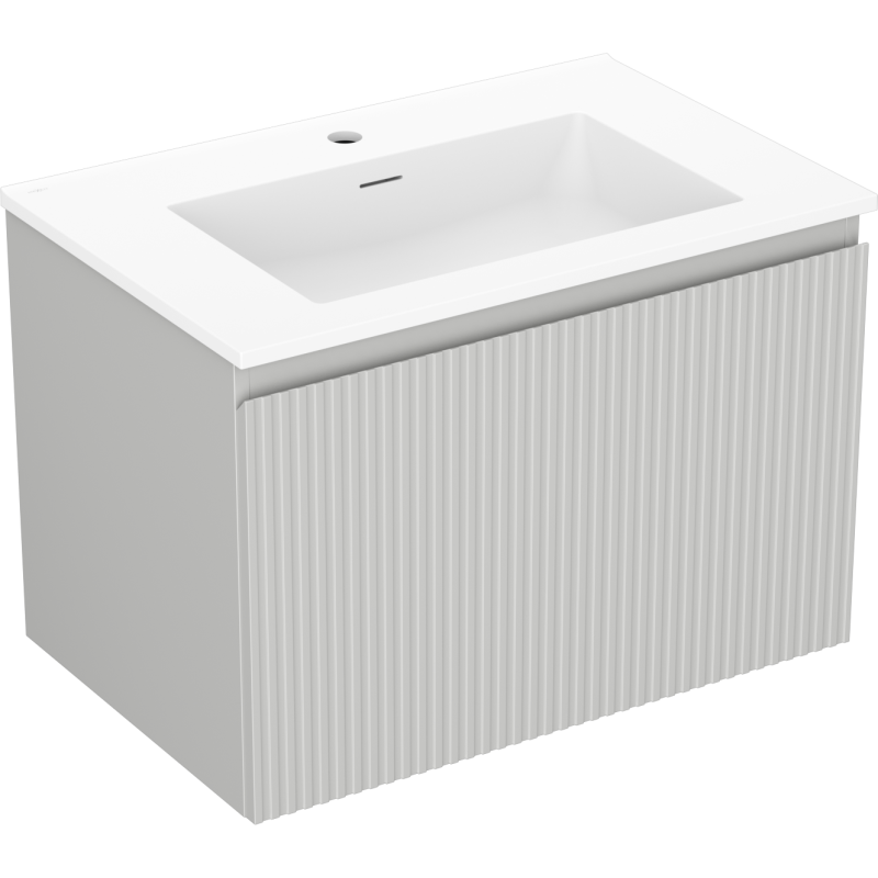 Mexen Rivel gabinete de baño 70 cm con lavabo Otis, 1 cajón, ranurado, gris mate/blanco mate - 91A20-07047-1-BF62-W18M01