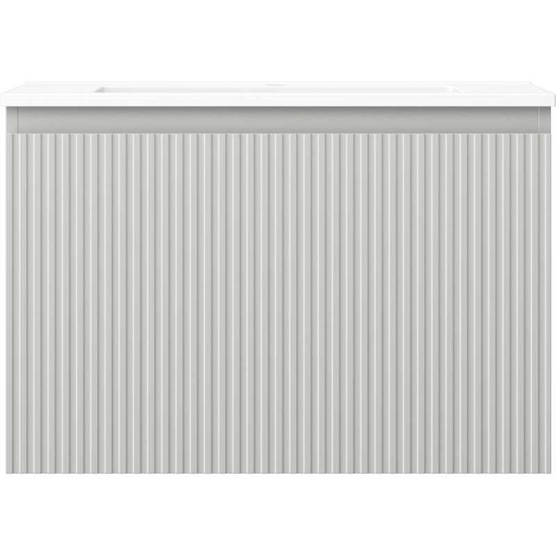 Mexen Rivel badkamerkast 70 cm met wastafel Otis, 1 lade, geribbeld, grijze mat/witte mat - 91A20-07047-1-BF62-W18M01
