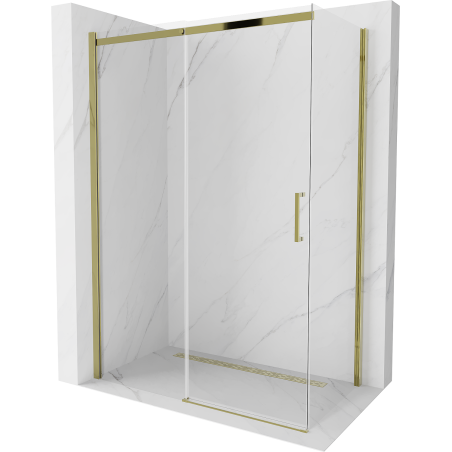 Mexen Omega cabina doccia scorrevole 140 x 70 cm, trasparente, oro - 825-140-070-50-00