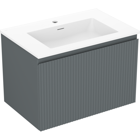 Mexen Rivel 70 cm bathroom cabinet with Otis sink, 1 drawer, grooved, graphite matt/white matt - 91A20-07047-1-BF66-W18M01