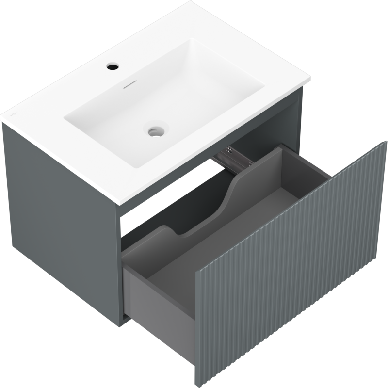 Mexen Rivel mobile bagno 70 cm con lavabo Otis, 1 cassetto, scanalato, grafite opaco/bianco opaco - 91A20-07047-1-BF66-W18M01