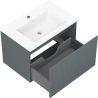 Mexen Rivel 70 cm bathroom cabinet with Otis sink, 1 drawer, fluted, matte graphite/white matte - 91A20-07047-1-BF66-W18M01