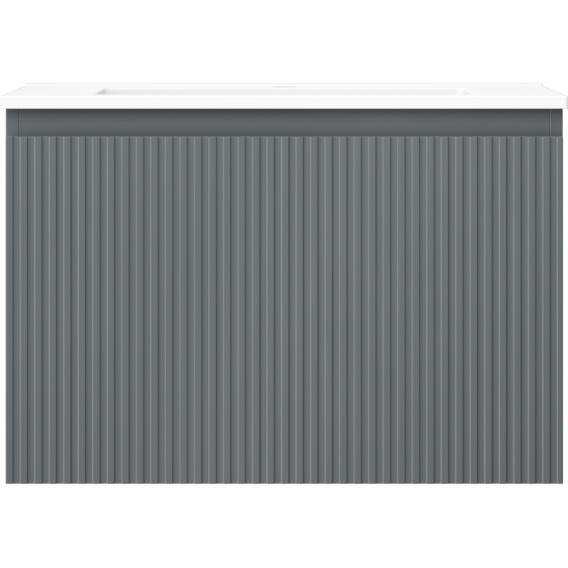 Mexen Rivel badkamerkast 70 cm met wastafel Otis, 1 lade, geribbeld, grafiet mat/wit mat - 91A20-07047-1-BF66-W18M01