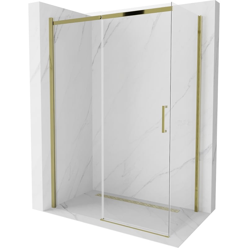 Mexen Omega kabina prysznicowa rozsuwana 140 x 80 cm, transparent, złota - 825-140-080-50-00