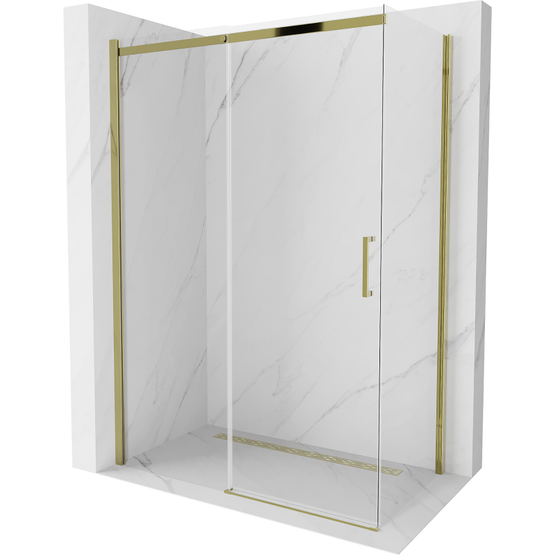 Mexen Omega Schiebetür-Duschkabine 140 x 80 cm, transparent, gold - 825-140-080-50-00