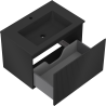 Mexen Rivel Badezimmerschrank 70 cm mit Waschbecken Otis, 1 Schublade, geriffelt, schwarz matt - 91A20-07047-1-BF71-W18M71
