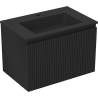 Mexen Rivel Badezimmerschrank 70 cm mit Waschbecken Otis, 1 Schublade, geriffelt, schwarz matt - 91A20-07047-1-BF71-W18M71