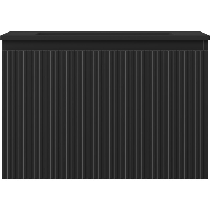 Mexen Rivel armoire de salle de bain 70 cm avec lavabo Otis, 1 tiroir, rainuré, noir mat - 91A20-07047-1-BF71-W18M71