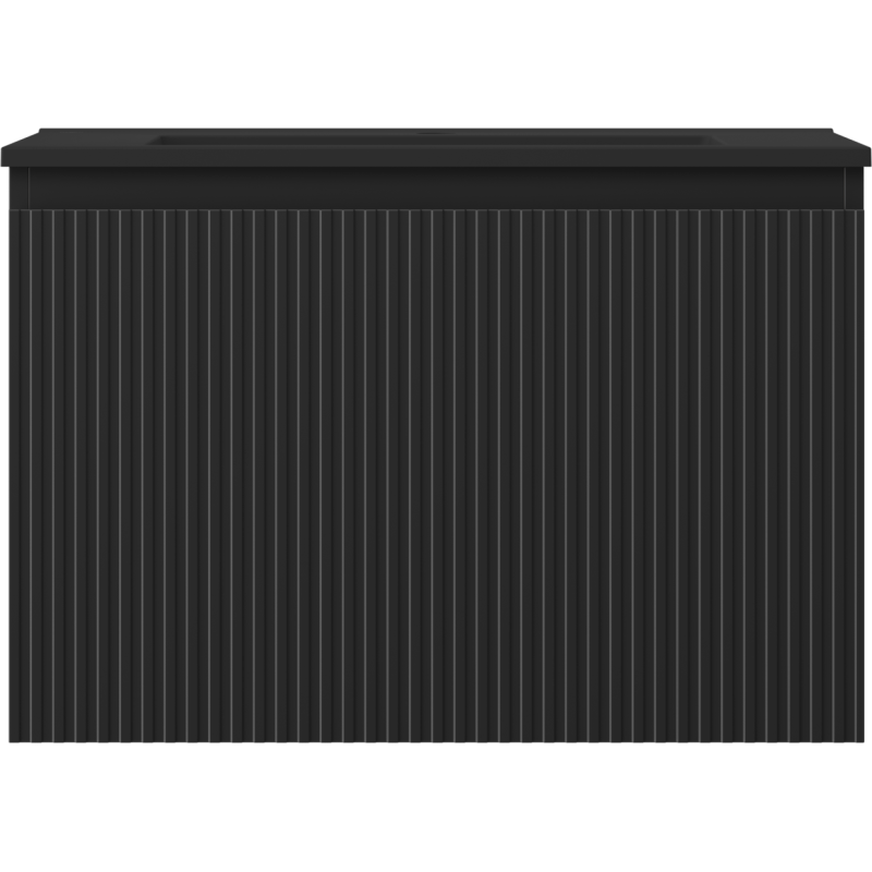 Mexen Rivel badkamerkast 70 cm met wastafel Otis, 1 lade, gegroefd, zwart mat - 91A20-07047-1-BF71-W18M71