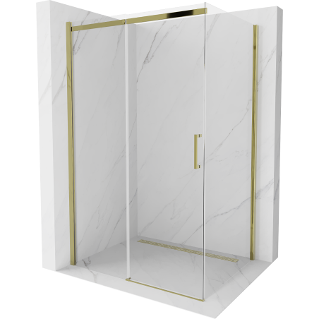 Mexen Omega Duschkabine Schiebetür 140 x 90 cm, transparent, gold - 825-140-090-50-00