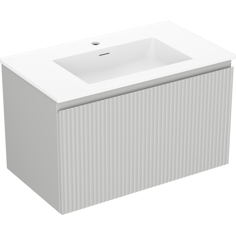 Mexen Rivel armario de baño de 80 cm con lavabo Otis, 1 cajón, ranurado, gris mate/blanco mate - 91A20-08047-1-BF62-W18M01