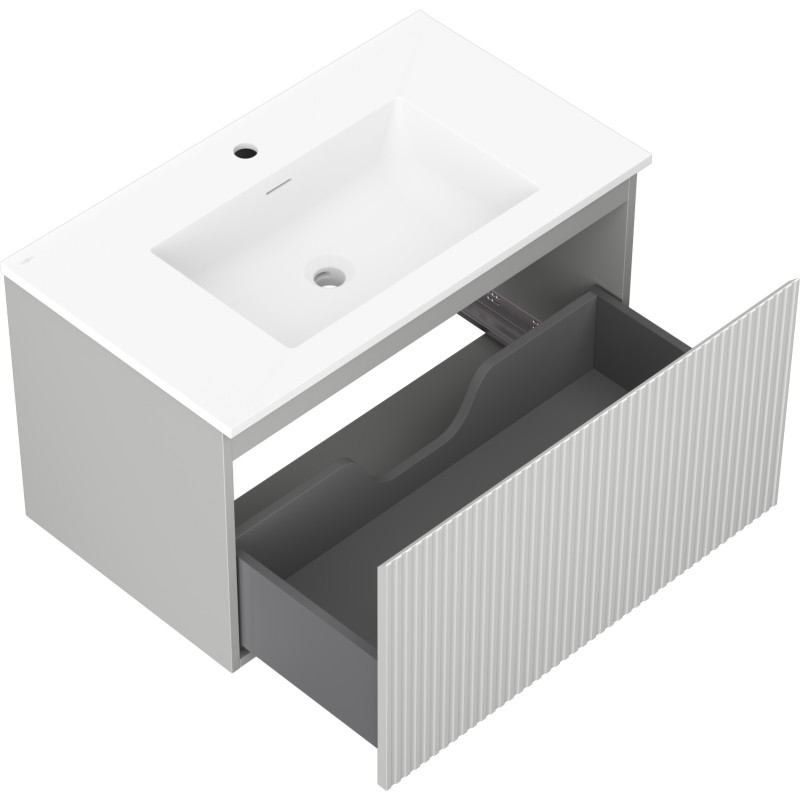 Mexen Rivel armario de baño de 80 cm con lavabo Otis, 1 cajón, ranurado, gris mate/blanco mate - 91A20-08047-1-BF62-W18M01