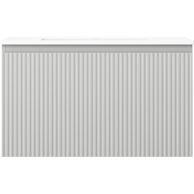 Mexen Rivel badkamerkast 80 cm met wastafel Otis, 1 lade, geribbeld, grijs mat/wit mat - 91A20-08047-1-BF62-W18M01