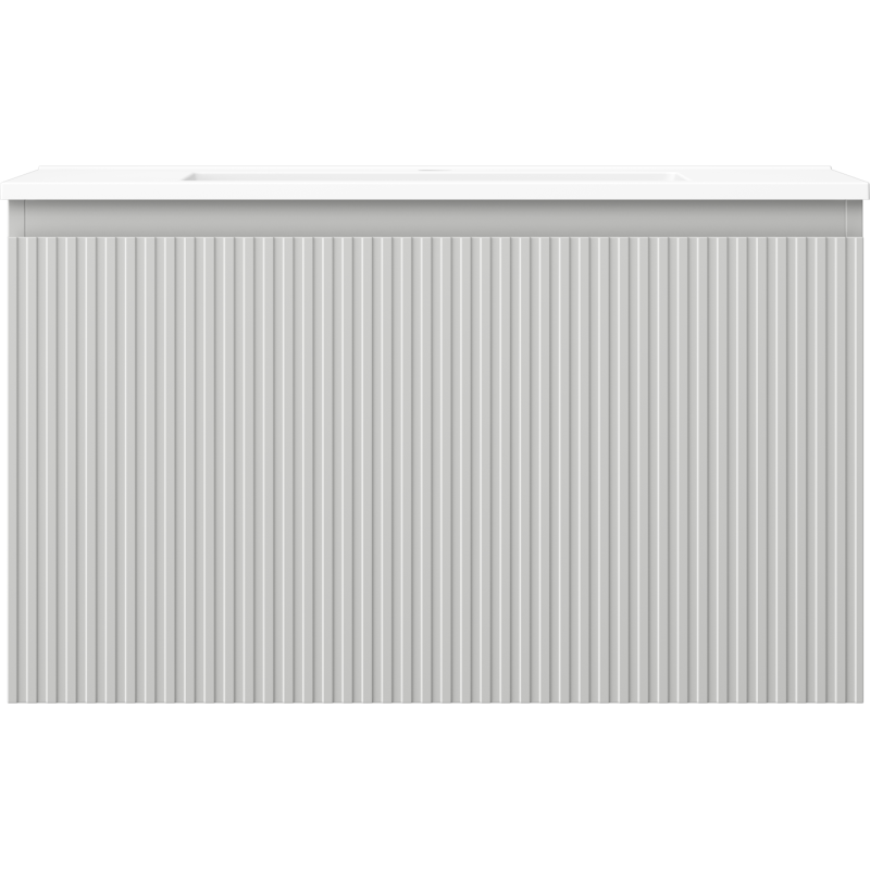 Mexen Rivel mueble de baño de 80 cm con lavabo Otis, 1 cajón, acanalado, gris mate/blanco mate - 91A20-08047-1-BF62-W18M01