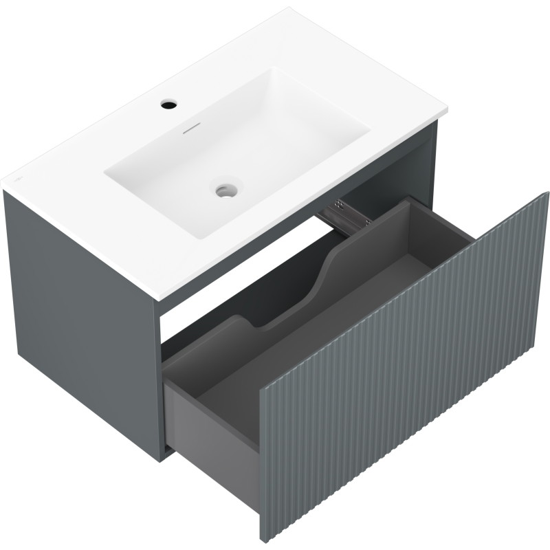 Mexen Rivel armario de baño 80 cm con lavabo Otis, 1 cajón, acanalado, grafito mate/blanco mate - 91A20-08047-1-BF66-W18M01