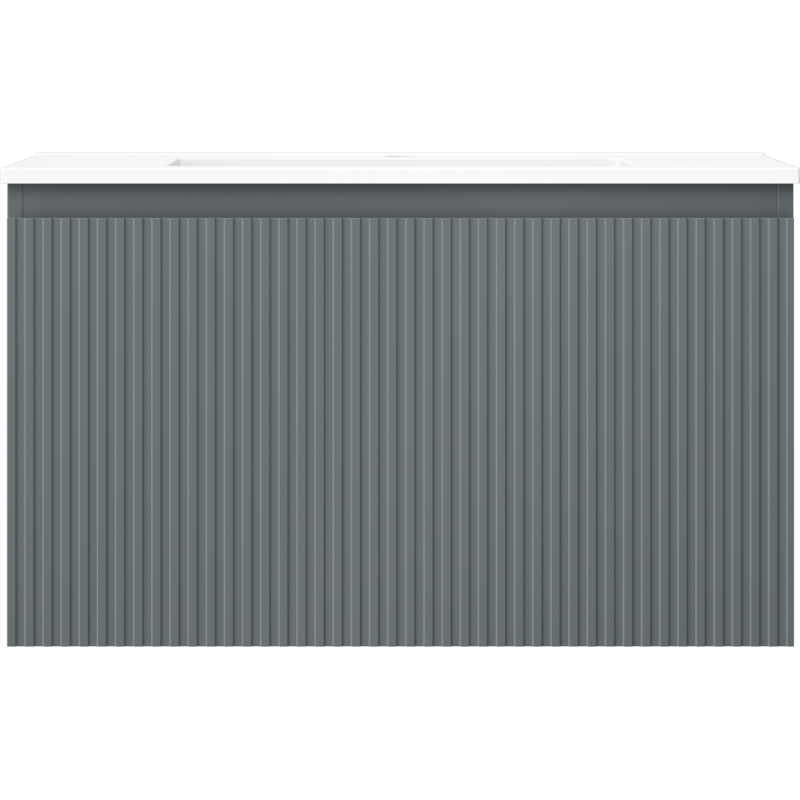 Mexen Rivel badkamerkast 80 cm met wastafel Otis, 1 lade, gegroefd, grafiet mat/wit mat - 91A20-08047-1-BF66-W18M01