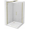 Mexen Omega cabine de douche coulissante 100 x 100 cm, transparente, dorée + receveur plat - 825-100-100-50-00-4010