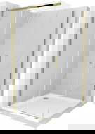 Mexen Omega schuifdouchecabine 100 x 100 cm, transparant, goud + Flat douchebak - 825-100-100-50-00-4010