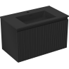 Mexen Rivel Badezimmerschrank 80 cm mit Waschbecken Otis, 1 Schublade, geriffelt, schwarz matt - 91A20-08047-1-BF71-W18M71