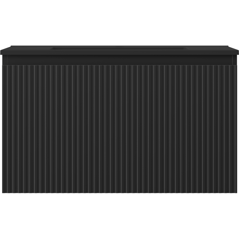 Mexen Rivel armario de baño 80 cm con lavabo Otis, 1 cajón, ranurado, negro mate - 91A20-08047-1-BF71-W18M71