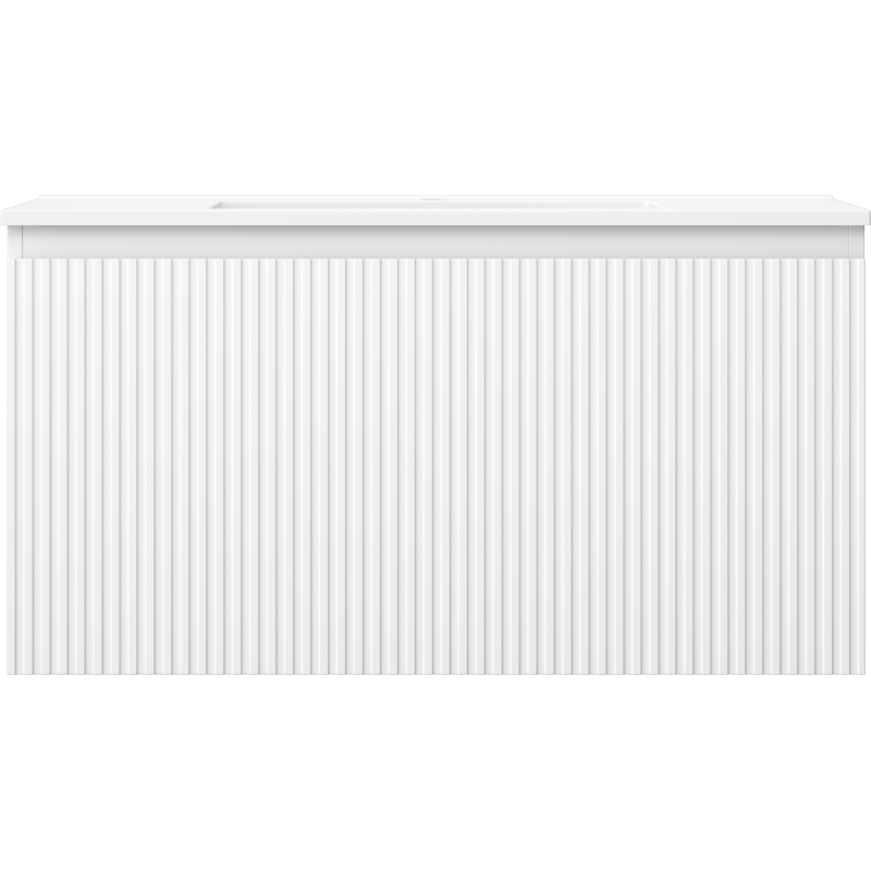 Mexen Rivel badkamerkast 90 cm met wastafel Otis, 1 lade, gegroefd, wit mat - 91A20-09047-1-BF01-W18M01