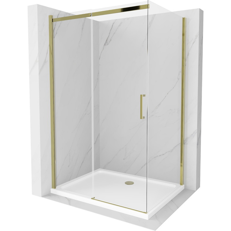 Mexen Omega lükand dušikabiin 110 x 80 cm, läbipaistev, kuldne + tasapind Flat - 825-110-080-50-00-4010