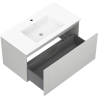Mexen Rivel 90 cm bathroom cabinet with Otis washbasin, 1 drawer, fluted, gray matte/white matte - 91A20-09047-1-BF62-W18M01