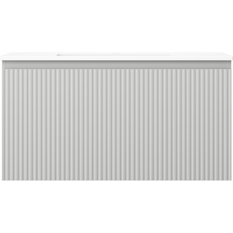 Mexen Rivel badkamerkast 90 cm met wastafel Otis, 1 lade, gefacetteerd, grijs mat/wit mat - 91A20-09047-1-BF62-W18M01