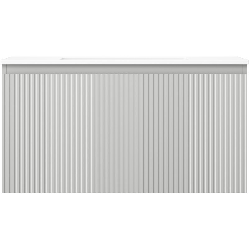 Mexen Rivel badkamerkast 90 cm met wastafel Otis, 1 lade, gegroefd, grijs mat/wit mat - 91A20-09047-1-BF62-W18M01