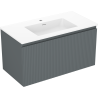 Mexen Rivel 90 cm bathroom cabinet with sink Otis, 1 drawer, grooved, graphite matte/white matte - 91A20-09047-1-BF66-W18M01