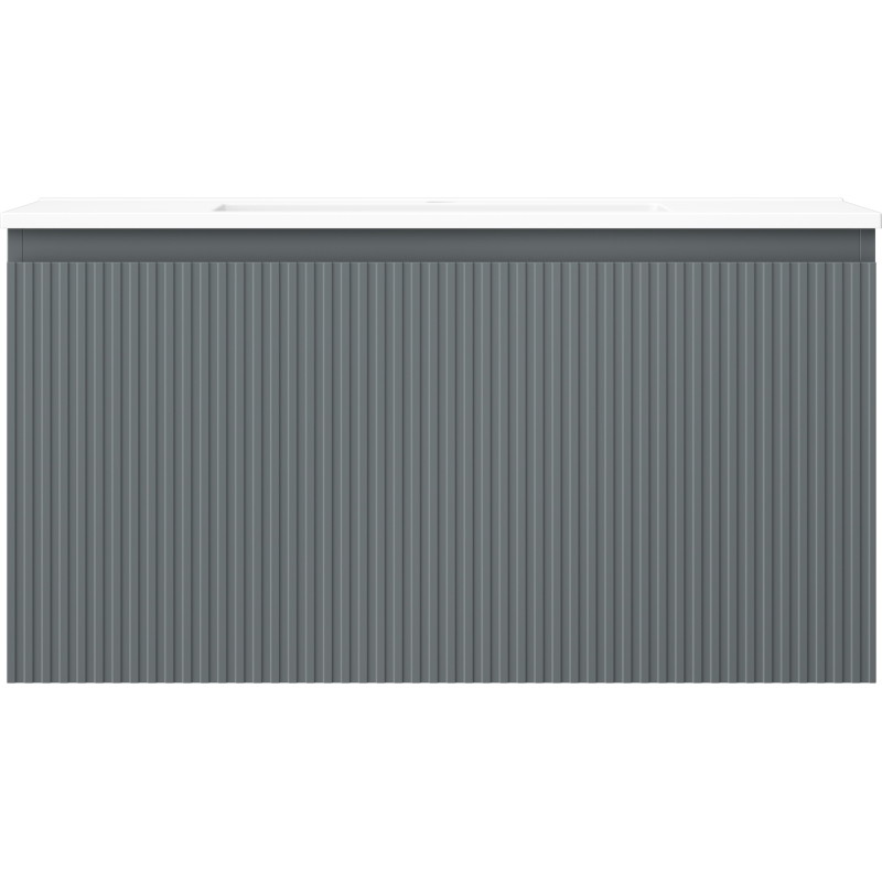 Mexen Rivel armario de baño 90 cm con lavabo Otis, 1 cajón, ranurado, grafito mate/blanco mate - 91A20-09047-1-BF66-W18M01