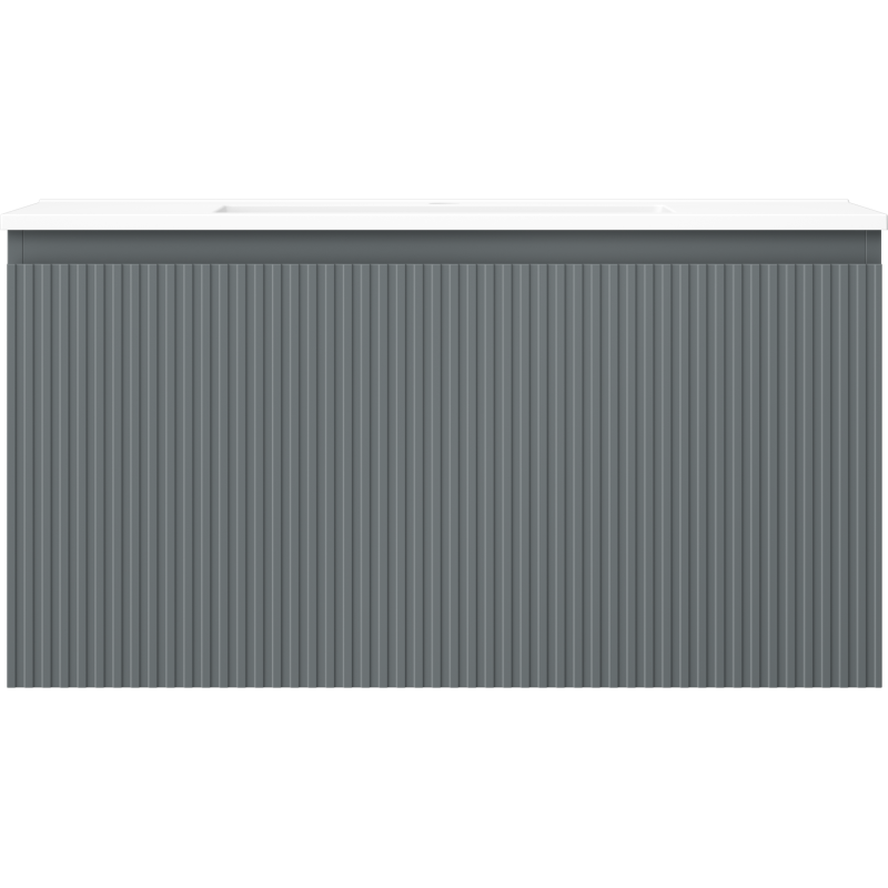 Mexen Rivel badkamerkast 90 cm met wastafel Otis, 1 lade, gegroefd, grafiet mat/wit mat - 91A20-09047-1-BF66-W18M01