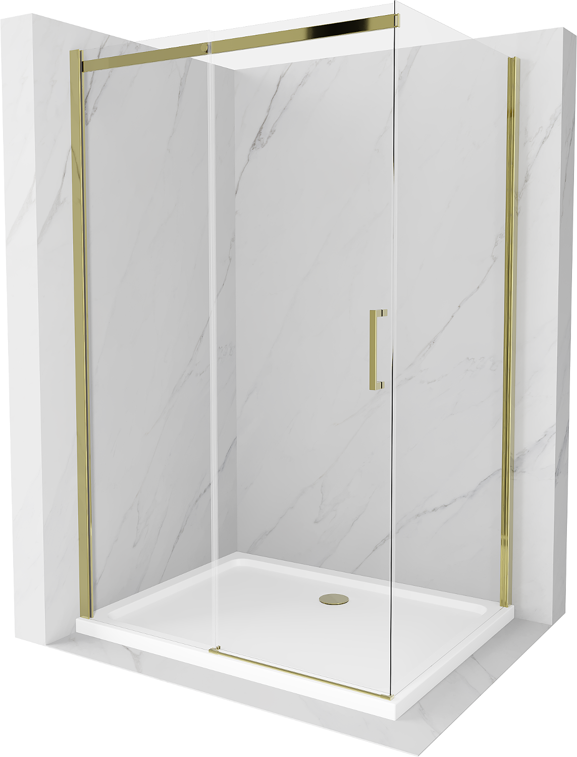 Mexen Omega kabina prysznicowa rozsuwana 120 x 70 cm, transparent, złota + brodzik Flat - 825-120-070-50-00-4010
