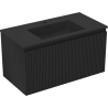Mexen Rivel 90 cm Bathroom Cabinet with Sink Otis, 1 Drawer, Fluted, Matte Black - 91A20-09047-1-BF71-W18M71