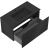 Mexen Rivel Badezimmerschrank 90 cm mit Waschbecken Otis, 1 Schublade, geriffelt, schwarz matt - 91A20-09047-1-BF71-W18M71