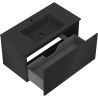 Mexen Rivel bathroom cabinet 90 cm with Otis washbasin, 1 drawer, grooved, black matte - 91A20-09047-1-BF71-W18M71