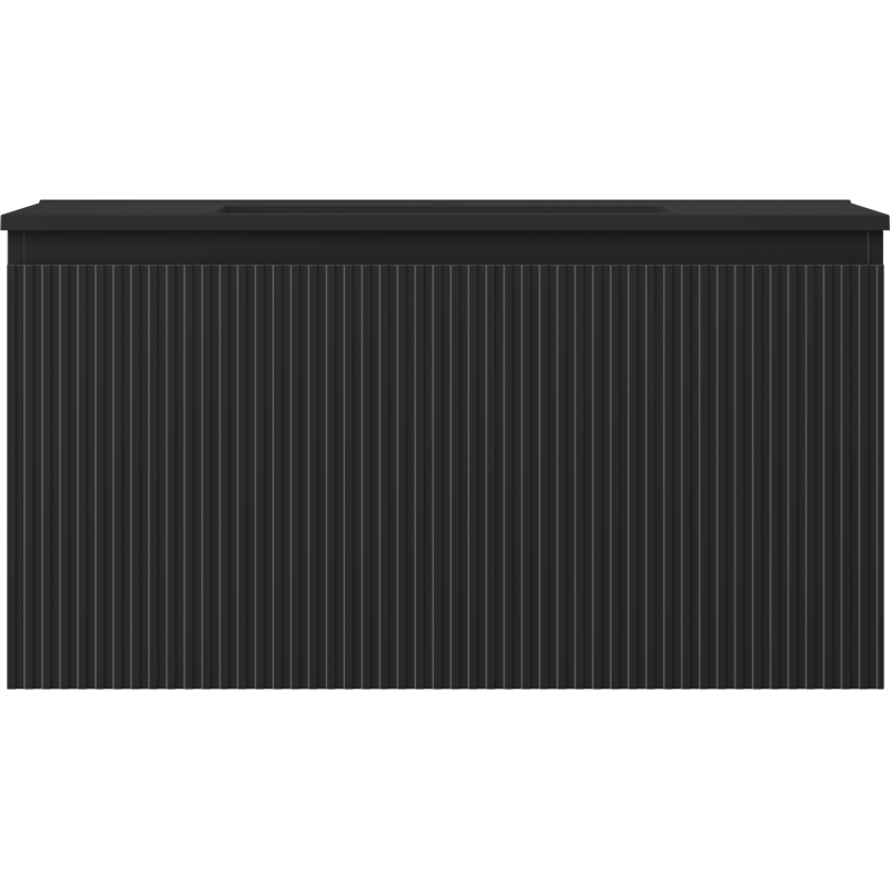 Mexen Rivel mueble de baño 90 cm con lavabo Otis, 1 cajón, ranurado, negro mate - 91A20-09047-1-BF71-W18M71