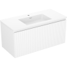 Mexen Rivel Badezimmerschrank 100 cm mit Waschbecken Otis, 1 Schublade, geriffelt, weiß matt - 91A20-10047-1-BF01-W18M01