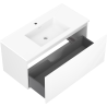 Mexen Rivel bathroom cabinet 100 cm with Otis washbasin, 1 drawer, grooved, white matte - 91A20-10047-1-BF01-W18M01