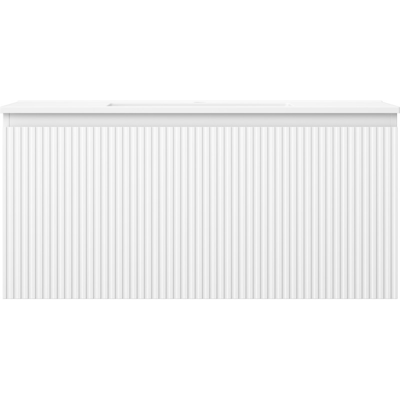 Mexen Rivel armario de baño de 100 cm con lavabo Otis, 1 cajón, ranurado, blanco mate - 91A20-10047-1-BF01-W18M01