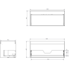 Mexen Rivel Badezimmerschrank 100 cm mit Waschbecken Otis, 1 Schublade, geriffelt, weiß matt - 91A20-10047-1-BF01-W18M01